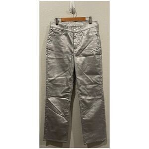 J.CREW Slim Demi Boot Metallic Silver Pockets Pants